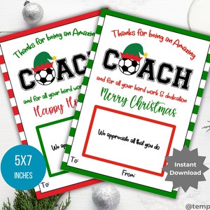Fußball-Trainer Geschenk Kartenhalter druckbare Fußball-Trainer Geschenkvorlage Trainer Weihnachtsgeschenkidee Dankeschön Urlaub Weihnachtskarte