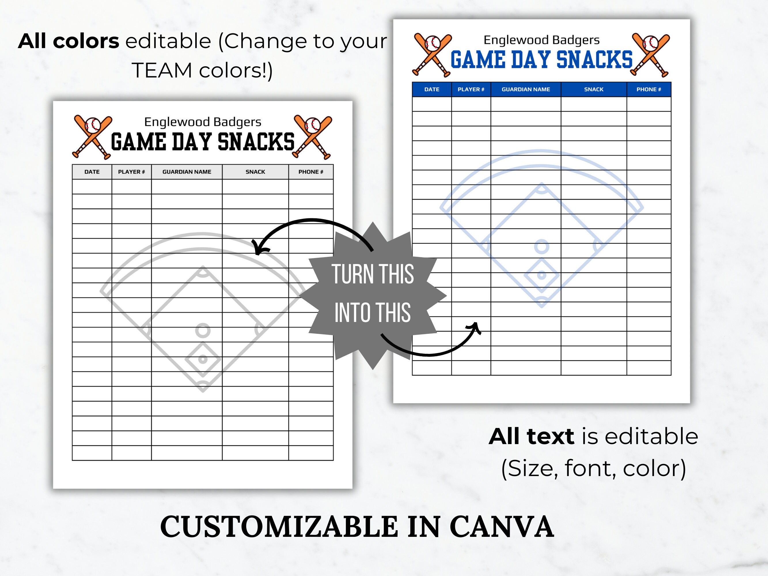Baseball Game Snack Schedule Template Baseball Snack Sign up Sheet ...