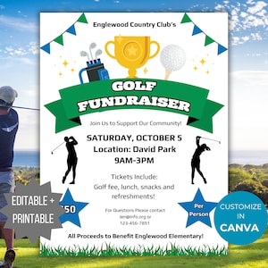 Editable Golf Fundraiser Flyer template Country Club Golf tournament fundraiser Invite golf tournament fundraising poster Golf Banquet flyer