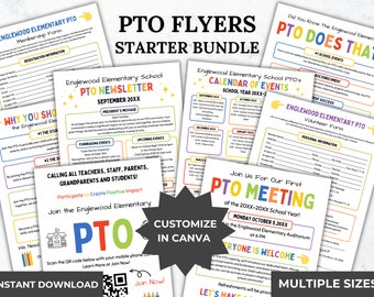Paquete de folletos de la PTA Plantilla del boletín de la PTO Formulario de membresía de la PT Folleto de la reunión de la PT Calendario de la PT Presidente de la PT Únase a la carpeta del líder de la PT Imprimibles
