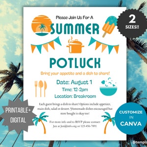 Modèle de flyer pour le repas-partage d'été Dépliant d'invitation pour le repas-partage, invitation à un dîner de quartier, invitation à brunch, déjeuner communautaire, invitation à imprimer