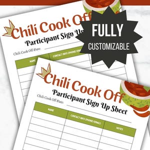Chili Cook off Flyer Template PTO Participant Registration Sign up ...