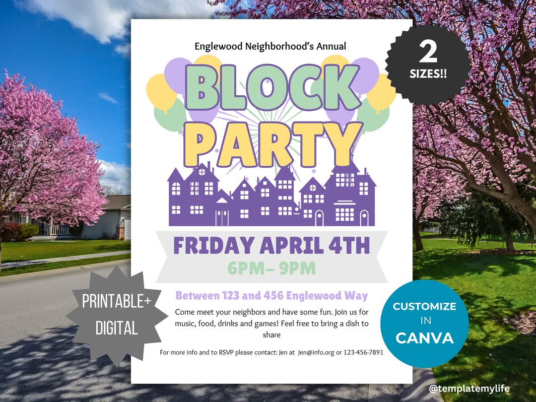 Block Party Invite Template Neighborhood Party Flyer Editable Community Block Party Invite Template Neighborhood Party Flyer Editable Community