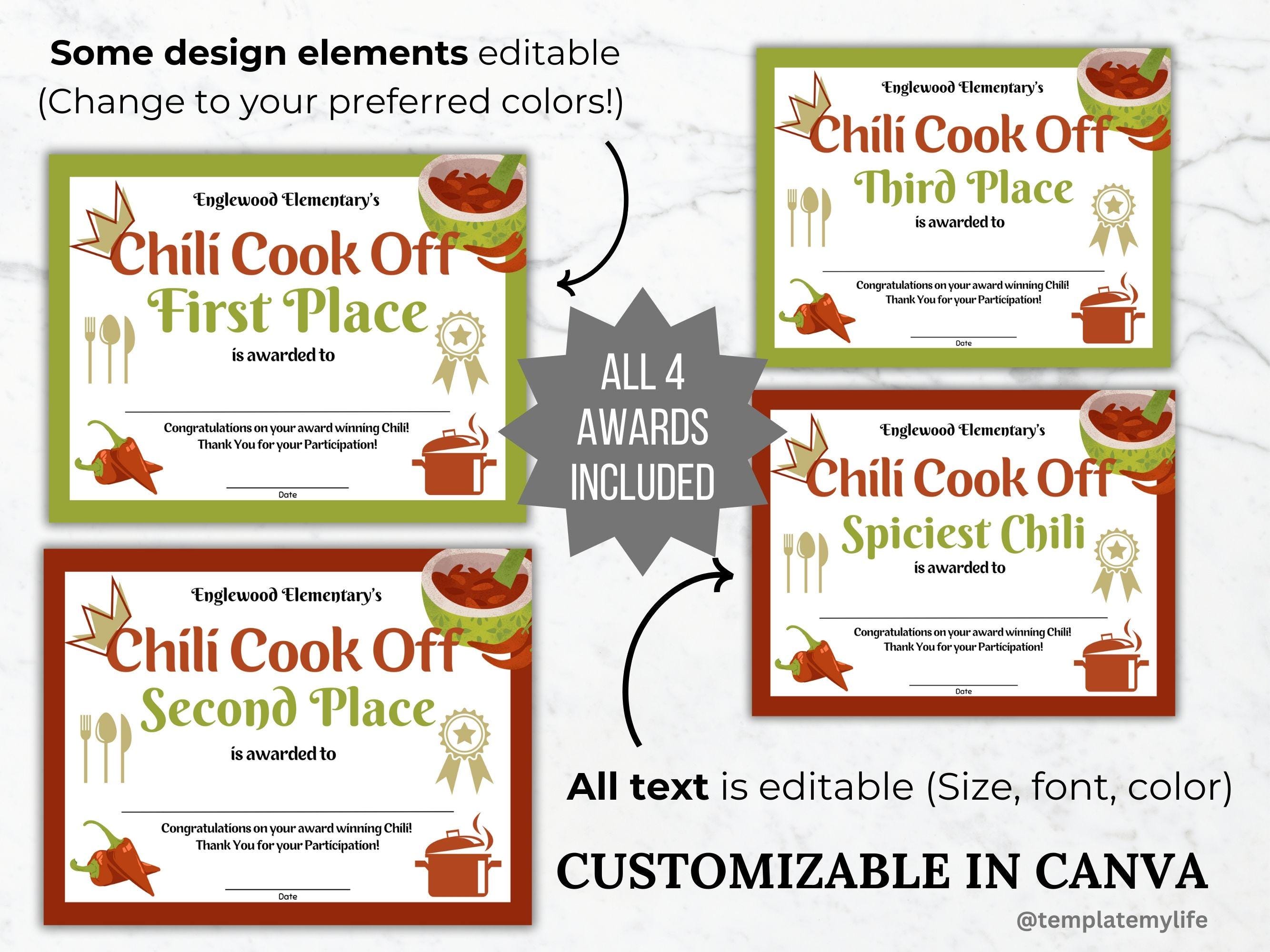 Chili Cook off Flyer Invitation Template PTO Bundle Neighborhood Fall ...