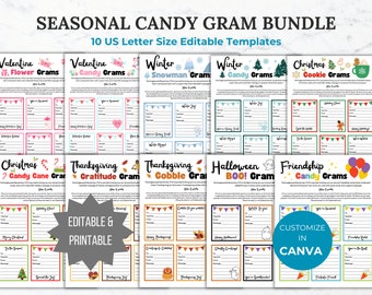 Seasonal Candy Gram Flyer PTO Template Holiday Candy Gram printable Editable Seasonal School fundraiser Flyer School Candy Gram PTA Flyer