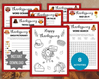 Thanksgiving printable games for kids Thanksgiving games for adults Friendsgiving game for Thanksgiving trivia game mad lib emoji pictionary