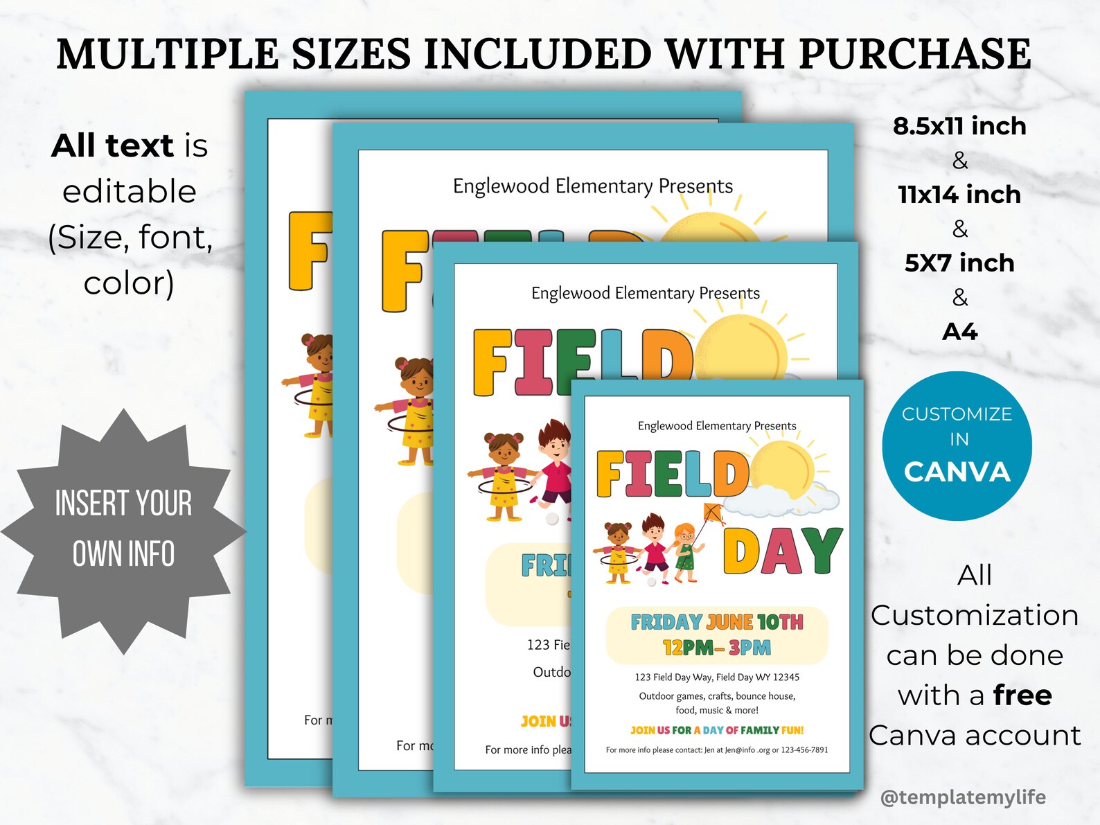 Pta Fun Day Graphics School Field Day Flyer Invite Family Fun Day Flyer PTA Template ...