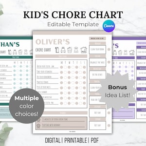 Kids chore chart printable kids routine chart editable classroom chore chart printable kids daily checklist responsibility chart template