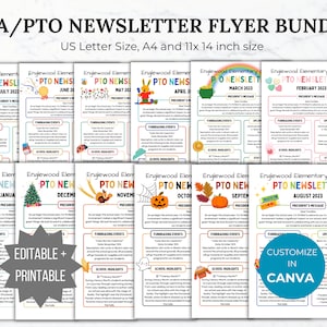 Monthly pto pta NEWSLETTER flyer printable community newsletter preschool printable church newsletter handout library flyer daycare template