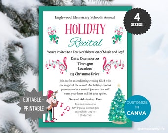 Holiday Concert flyer Template Piano Recital church flyer Christmas concert Community event Flyer printable School Christmas event flyer