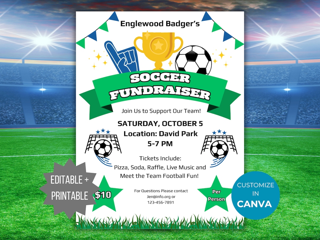 Editable soccer fundraiser flyer template club soccer team fundraiser