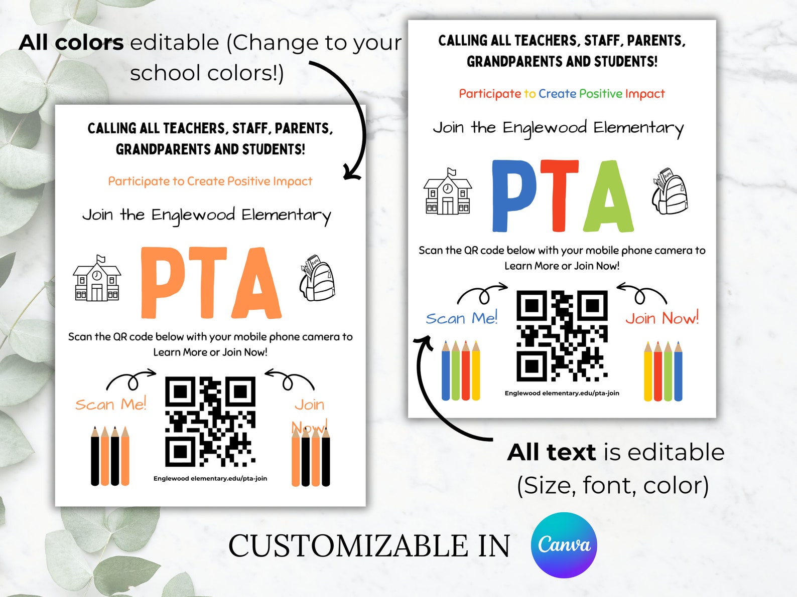 Join the PTA QR Code PTO Flyer Pta Flyer Template Editable Etsy