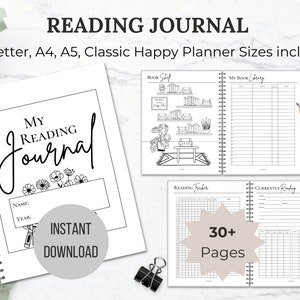 Book Reading Planner Printable Bundle Reading Journal Log Book Reading ...