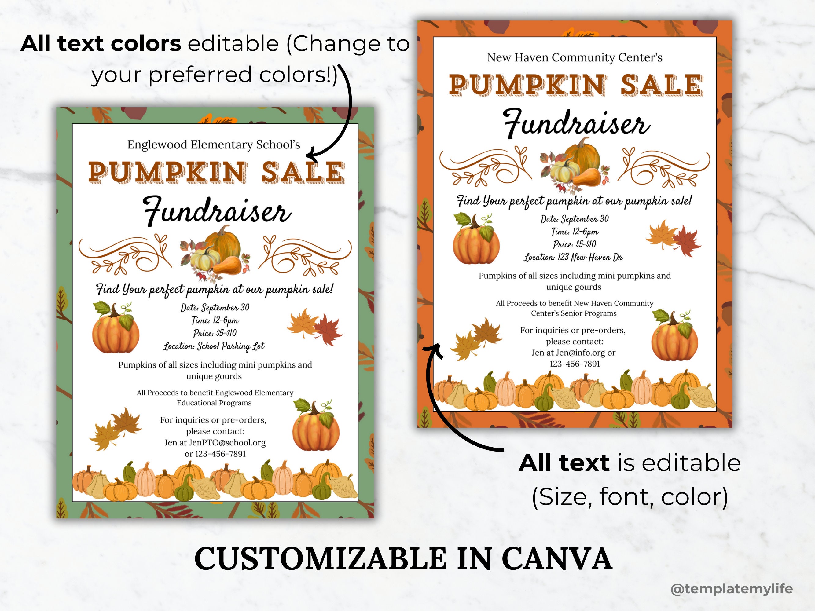 Fall Bazaar Template.pdf Fall Fundraiser Flyer Editable Template Bundle Bake Sale Printable ...