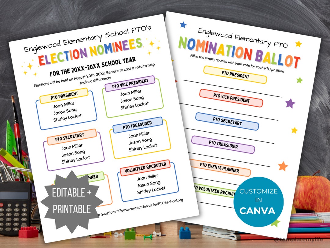 PTO Election Flyer Template PTA Election Nominee Handout School