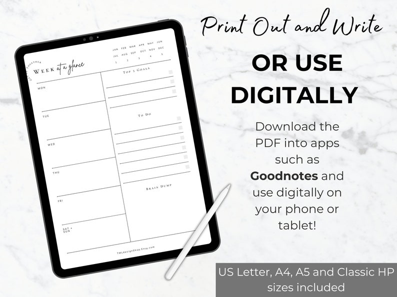 Brain Dump Planner Printable Brain dump journal page task tracker daily task planner to do list task priority tracker weekly task planner