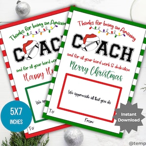 Fußballcoach Geschenkkartenhalter druckbare Fußballcoach Geschenkvorlage Trainer Weihnachtsgeschenkidee Trainer Dankeschön Geschenk Urlaub Weihnachtskarte