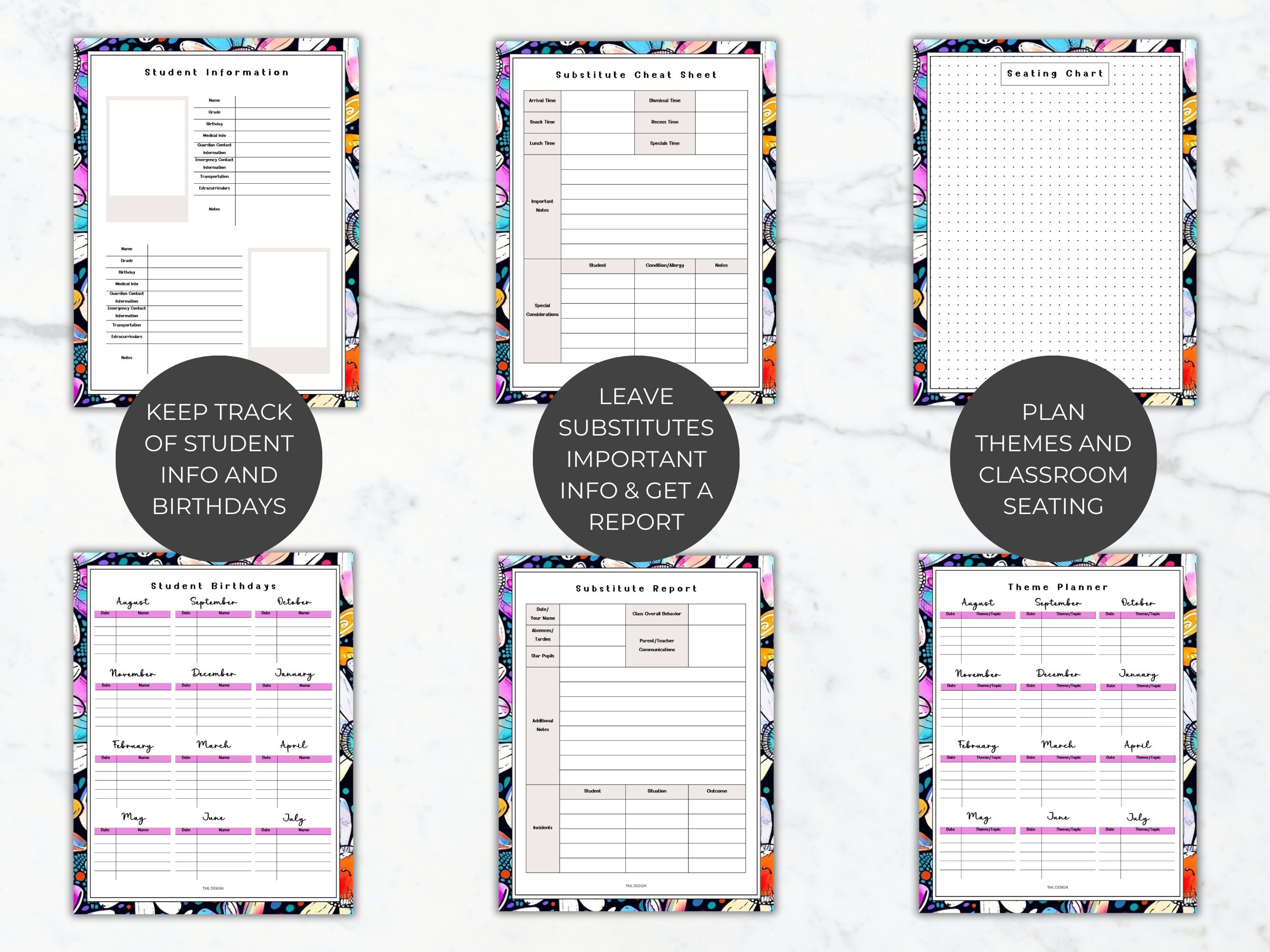 Class Planner Printable Teacher Organization Planner Classroom Binder ...