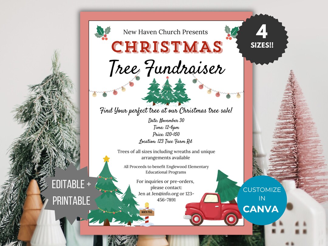 Christmas Tree Sale Fundraiser Flyer Invite Template Holiday Charity ...