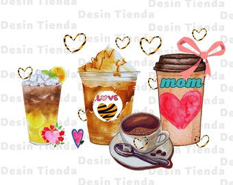 Tazas de café del Día de la Madre png sublimación diseño descargar, tazas de café png diseño,tazas de café occidentales png,sublimar diseños