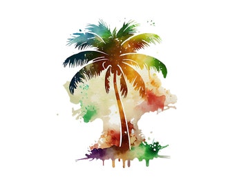 Palm Tree Bundle - PNG Images, 300 DPI, Transparent Background - Planner, Invitations, Stickers, Print on Demand png