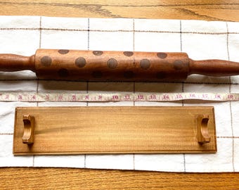 Vintage Handmade Wood Rolling Pin With Cradle, Artist Signed
