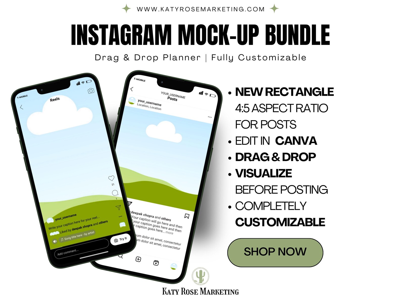 Canva Instagram Grid Template Bundle IG Mockup Grid Planner Preview