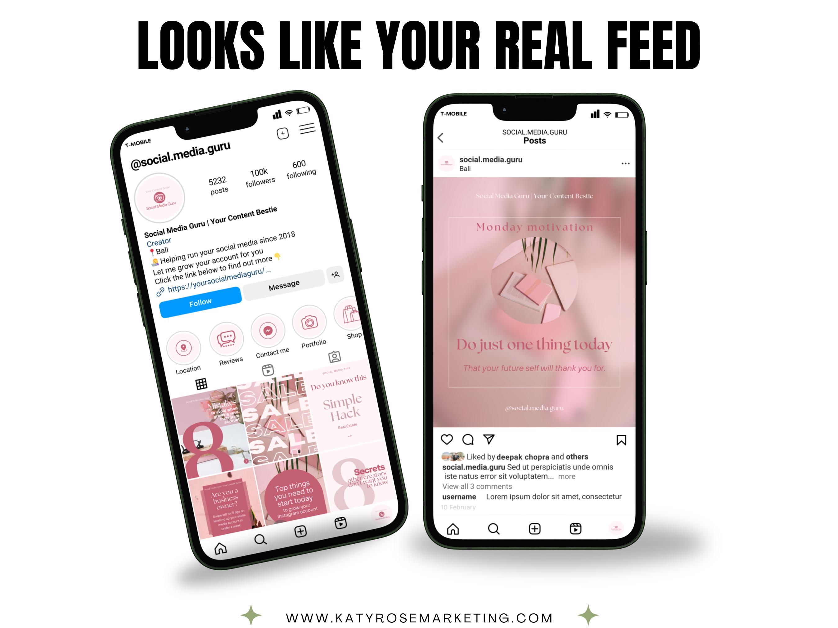 Pink Instagram Canva Templates 2026 Social Media Post Bundle for ...