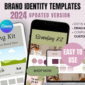 Brand Identity Canva Templates Business Branding Kit Style Guide Business DIY Brand Templates Logo Design Kit Brand Identity Pink Theme