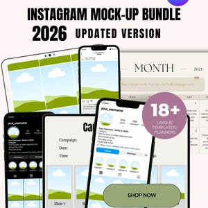 Canva Instagram Grid template bundle IG mockup grid planner preview grid social media grid posts 2025 editable canva mockups layout bundle