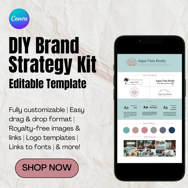 Brand Strategy Kit Business Canva Templates Brand Guidelines Kit Brand Identity DIY Professional Brand Style Guide Canva Template Brand Kit