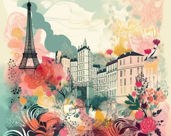 Paris, France | Original Digital Art for Instant Download and Print