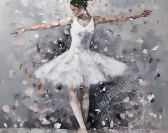 Ballerina Wall Art | Expressionist Oil Painting | Instant download and Print | Original Art