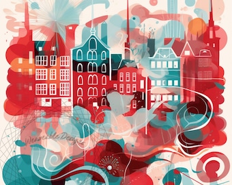 Copenhagen, Denmark | Original Digital Art for Instant Download and Print