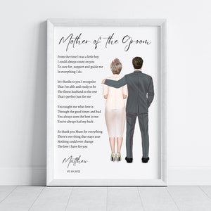 Mother of the Groom Gift | Personalised Wedding Print, Mother of the Groom |  | Wedding Day Gift for Mum, Mam, Mom | Gift from Groom