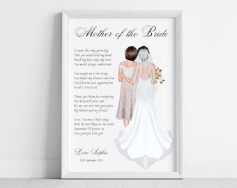 Mother of the Bride | Personalised Wedding Gift, Print | Bridal Gifts | Bespoke Gift for Mum | Gift from the Bride | Gift from Daughter