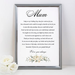 Mother of the Bride Poem | Gift from the Bride | Mum Wedding Day Thank You | Bridal Gifts | Floral Wedding Gift for Mother | DIGITAL