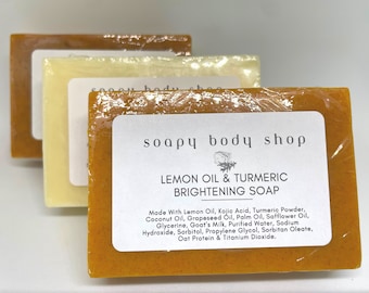 3 Kojic Acid & Turmeric Soap Bars, Tumeric Soap For Dark Spots, Tumeric Kojic Acid Soap, Carrot Oil, Lemon Oil, Kojic Acid Soap, Handmade