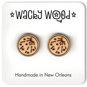 Water Meter Earrings, New Orleans Earrings, Sewage and Water board, SWB, Nola Stud Earrings, Novelty Earrings, Wooden Earring