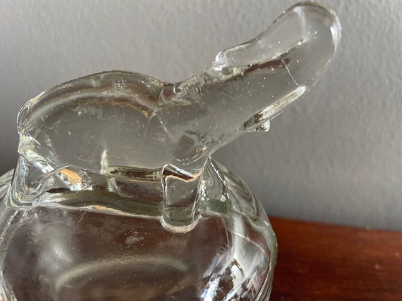 Vintage Jeanette Clear Glass Elephant Powder Box … - image 5
