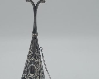 Vintage Tussie-Mussie viktorianischer Stil Taschenblumenstrauß-Blumenstrauß-Halter, versilbertes Messing, verziertes Blumendesign, Perioden-Hochzeits-Stil