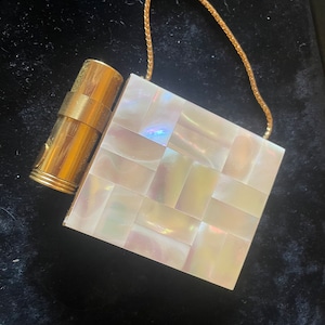 Mother Of Pearl Carryall Compact Purse Vintage 1950