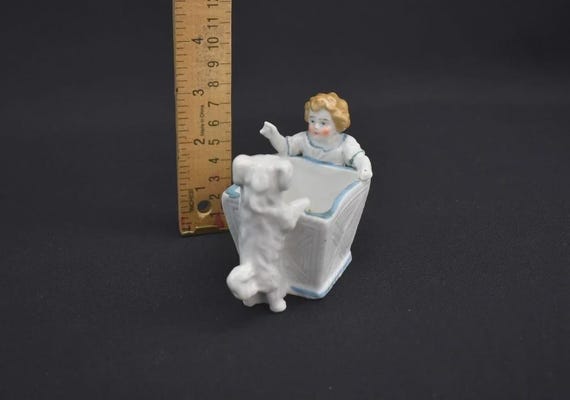 【アンティーク】Conta & Boehme 女の子とうさぎ マッチホルダー アンティーク コンタ＆ベーメ磁器フェアリング：少年と犬のマッチ