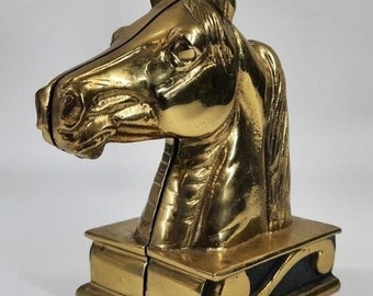 Vintage Pair of Brass "The Stallion" Horse Head Bookends by Virginia Metalcrafters