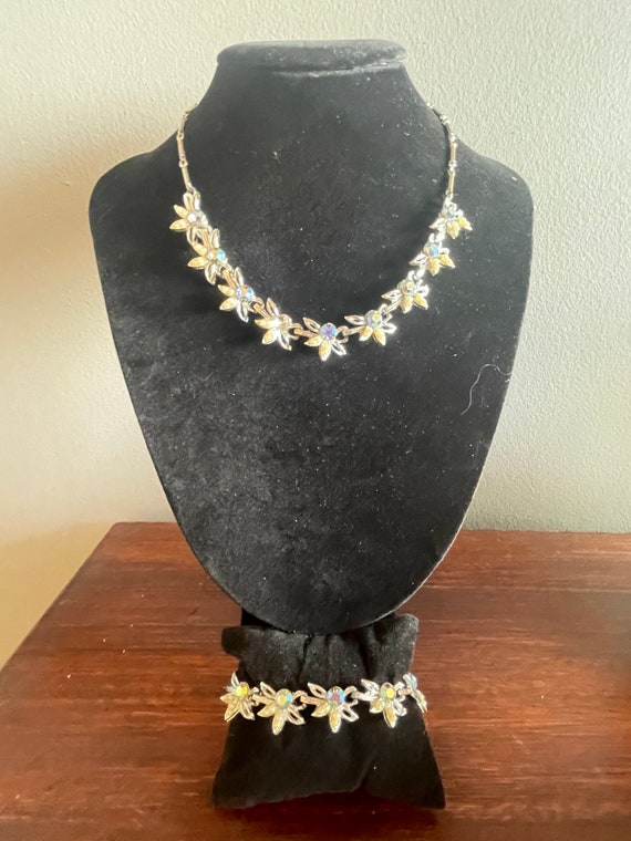 Vintage Rinestone and Small Faux Pearl Silver Tone