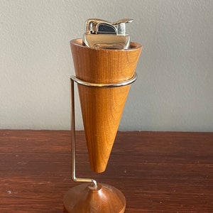 Vintage Mid Centrury Modern Wood and Metal  Lighter