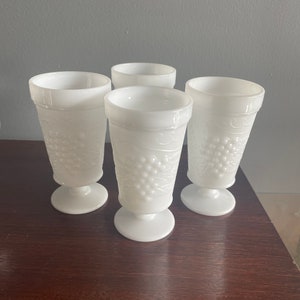 Juego de 4 copas de vino de cristal de leche - copas de vino vintage - uvas Volony Havest
