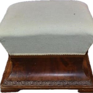 Beautiful 19th Century  Mahogany Empire Upholstered Hassock / Ottoman 22” x 18” x 17”