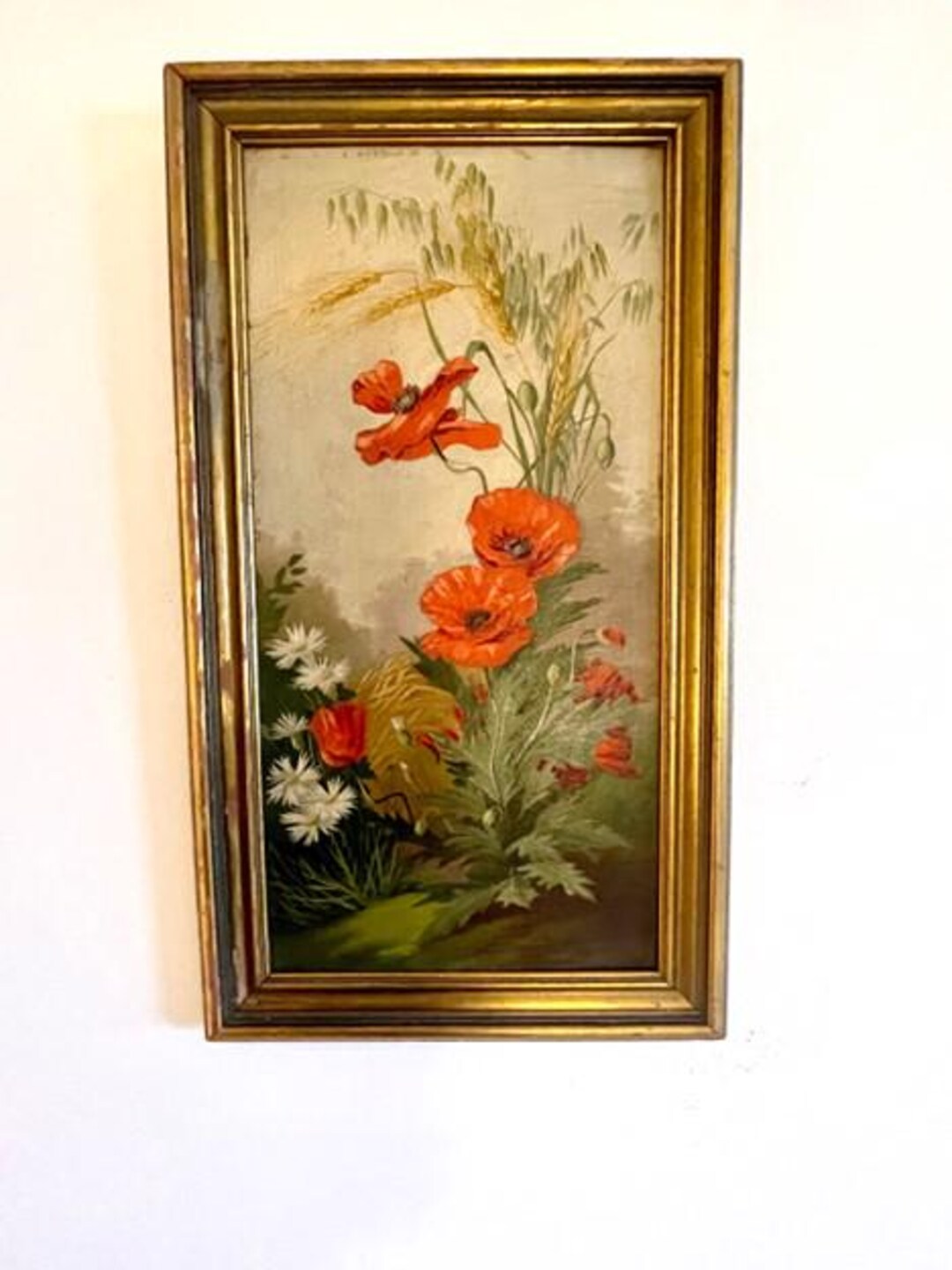 Lovely Original Vintage Painting With Poppy Flowers - Floral Motif - Etsy