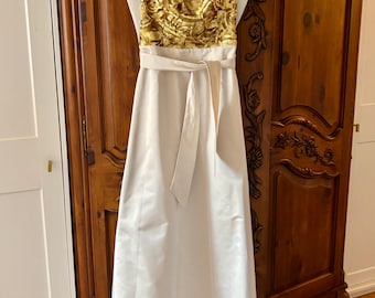 Georgous John Paul Ataker Gown - Cream Satin With Gold Sequence Detail on  Top - Etsy Canada